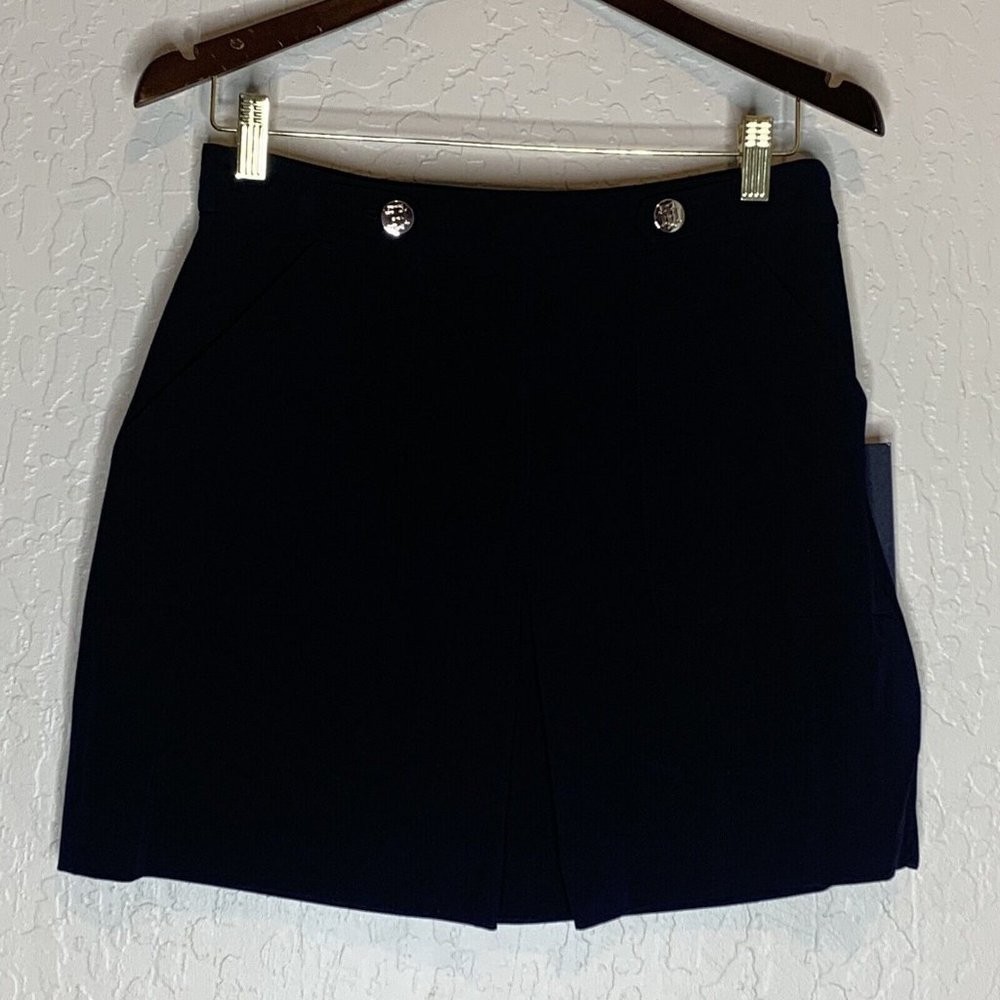 Tommy Hilfiger Midnight Blue Button-Accent A-line Skirt